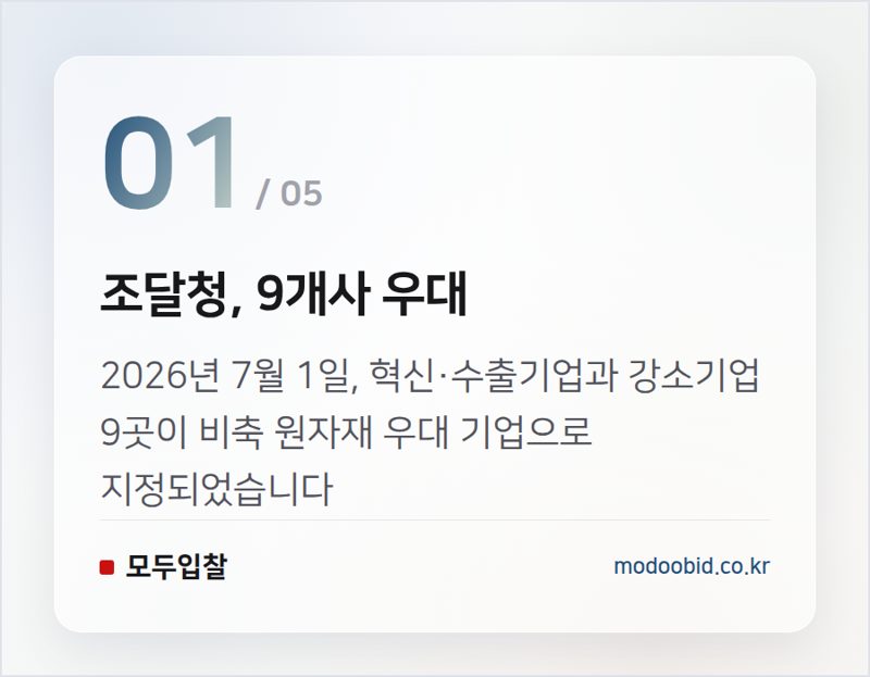 조달청, 9개사 우대 — 조달청 비축 원자재 우대, 중소기업 생존 전략의 새판을 짜다 (2026년 7월)