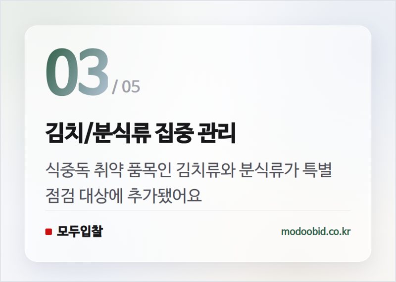 김치/분식류 집중 관리 — 조달품질원 군 급식 점검 강화, 우리 회사에 기회일까요 위기일까요?