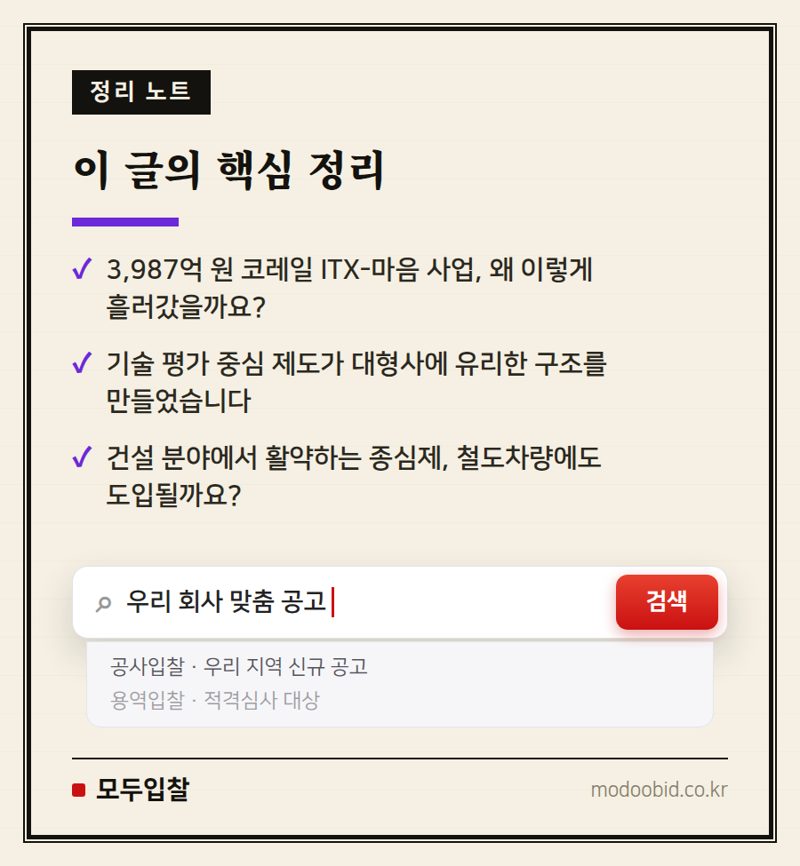 공공조달 철도차량 입찰, 경쟁 없는 3,987억 원 사업의 뒷이야기 핵심 정리