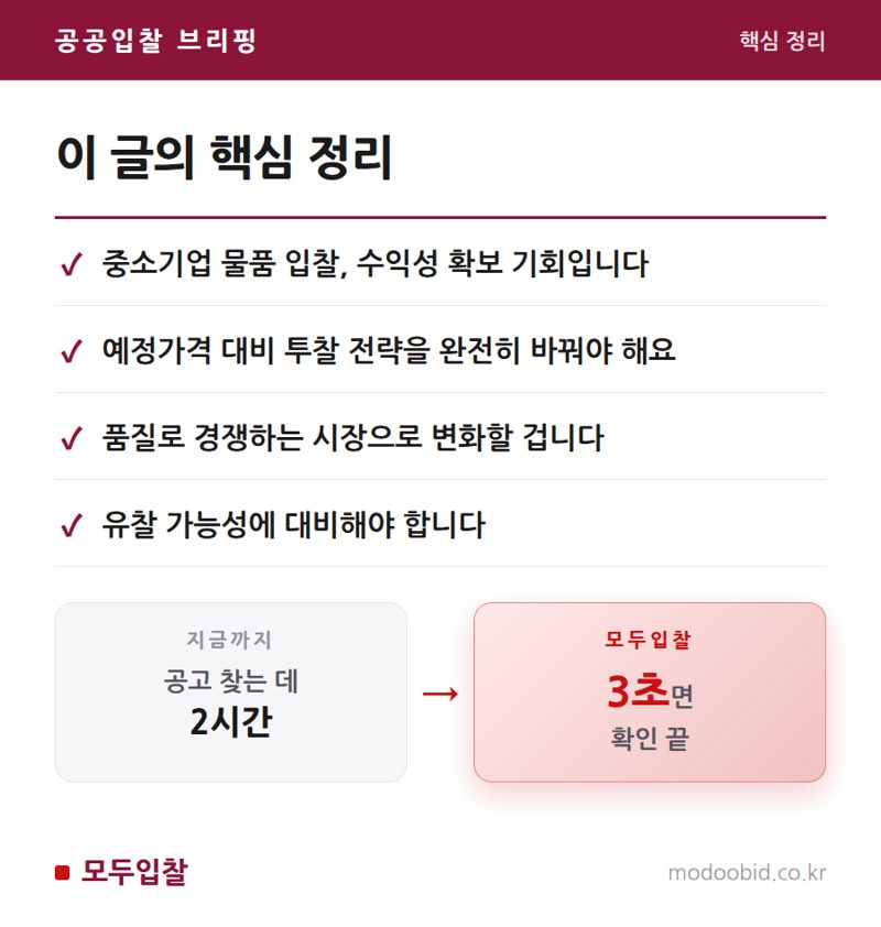 조달청 물품 낙찰하한율 2%P 상향, 중소기업의 새판짜기 전략은? 핵심 정리