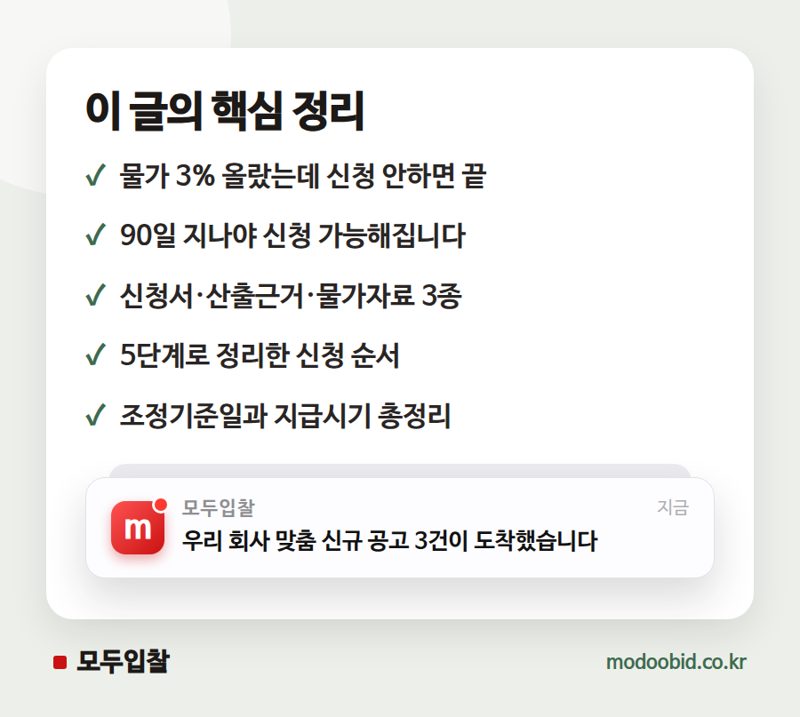 물가변동 계약금액 조정, 신청 시기와 서류 체크 핵심 정리