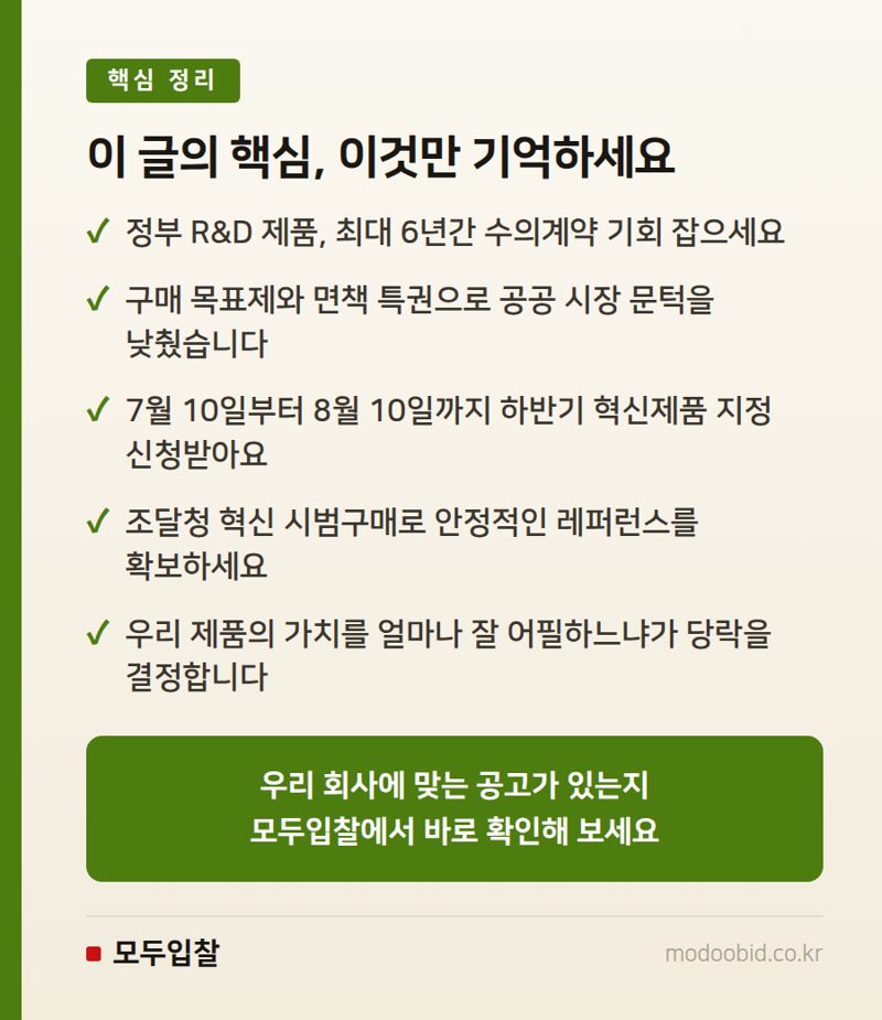 중소벤처기업부 혁신제품 지정, 당신의 R&D가 6년 수의계약 보증수표가 됩니다 (2026년 하반기) 핵심 정리