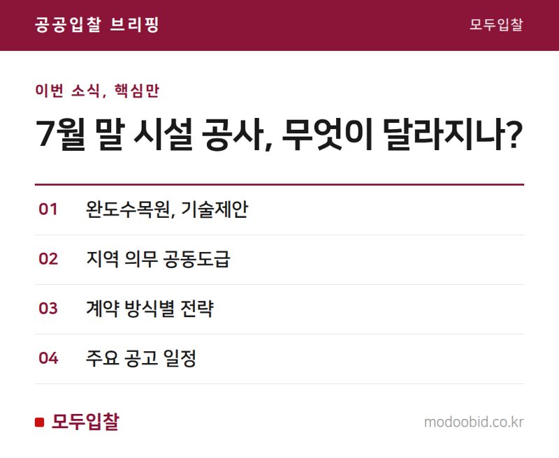 2026년 7월 말 공공 시설공사, 완도 수목원 입찰과 지역 기업의 기회 전략