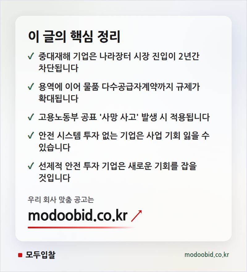 공공조달 중대재해 규제, 물품 MAS까지 확대! 우리 회사의 기회와 위협은? 핵심 정리