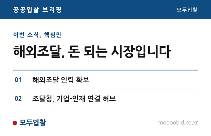 조달청 해외조달 인력 양성, 우리 회사 글로벌 매출 파이 키울 기회!