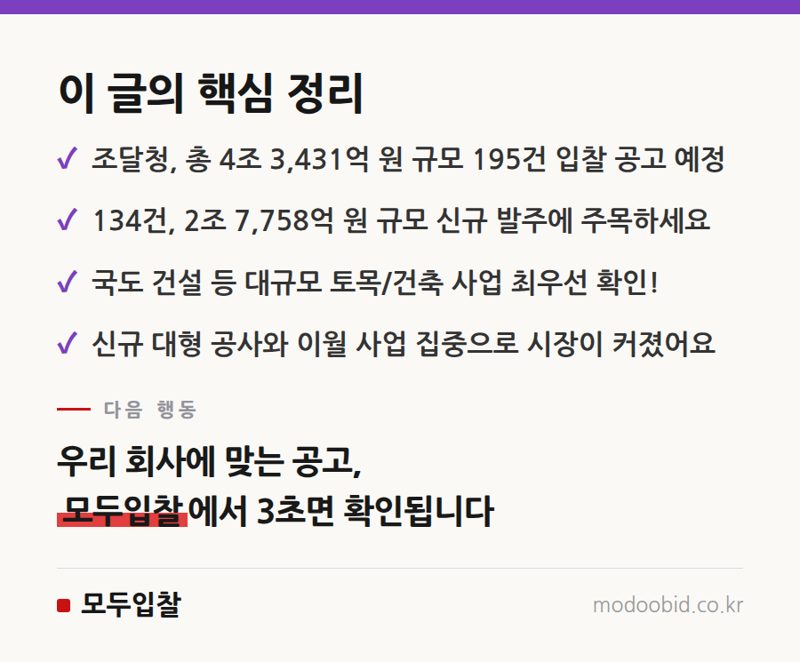 2026년 8월 조달 시장, 4조 원대 대형사업 입찰 기회 어떻게 잡을까요? 핵심 정리