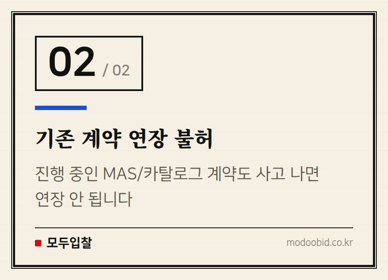 기존 계약 연장 불허 — 공공조달 시장 안전 패러다임 변화! 중대재해 발생 기업 2년간 MAS·카탈로그 문 닫힙니다