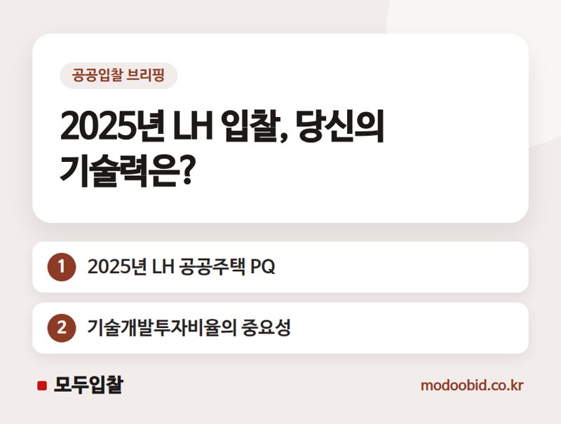 LH 공공주택 입찰, 2025년 기술개발투자비율 미리 확인하세요
