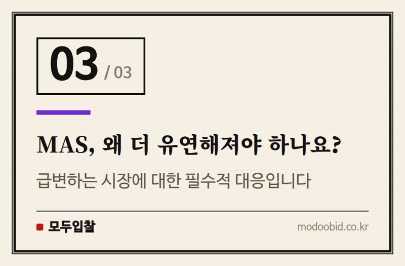 MAS, 왜 더 유연해져야 하나요? — 공공입찰 공고, '번갯불'과 '깜깜이'를 넘어 신뢰 회복을 위한 제언 2024