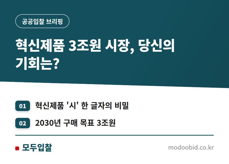 조달청 혁신제품, '시' 한 글자가 만든 3조원 시장 기회 분석