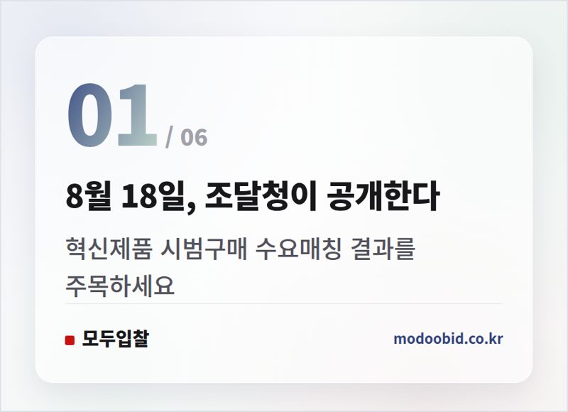 8월 18일, 조달청이 공개한다 — 조달청 혁신제품 시범구매, 8월 18일 공개! AI·로봇이 공공현장에 들어오는 방법