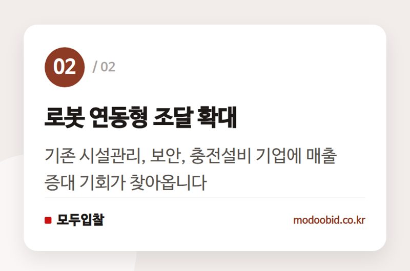 로봇 연동형 조달 확대 — 이동로봇 특별법, 로봇 시장 넘어 공공시설 전체의 돈 되는 변화가 시작됩니다