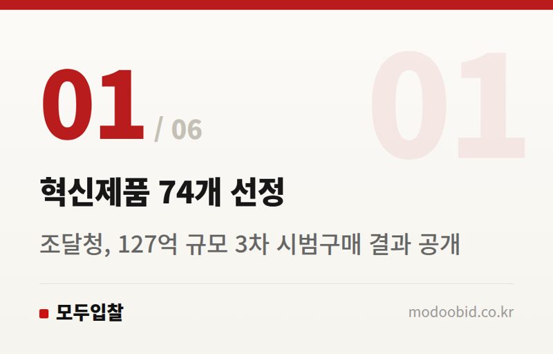 혁신제품 74개 선정 — 2026 조달청 혁신제품 시범구매, 우리 회사 미래기술은 어떻게 공공시장에 진입할까요?
