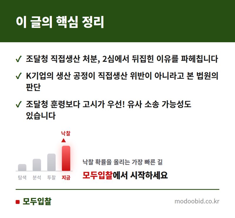 조달청 직접생산 조사 3년 규정 확정! K기업 승소가 우리 기업에 던지는 질문은? 핵심 정리
