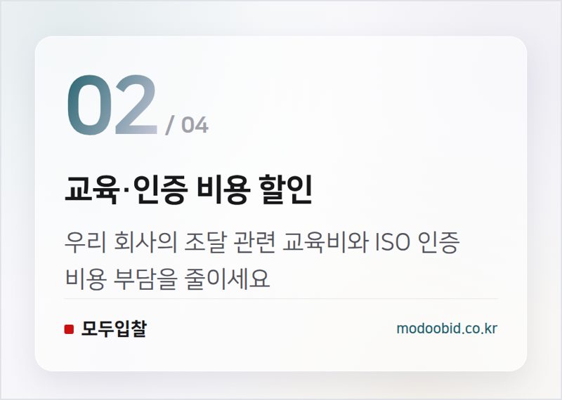 교육·인증 비용 할인 — 공공조달 성공을 위한 김차장의 실전팁: ISO와 조달교육 비용 할인 기회 놓치지 마세요!