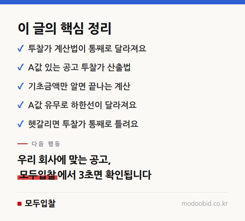 A값 있는 공고, 투찰가 계산 이렇게 다릅니다 핵심 정리