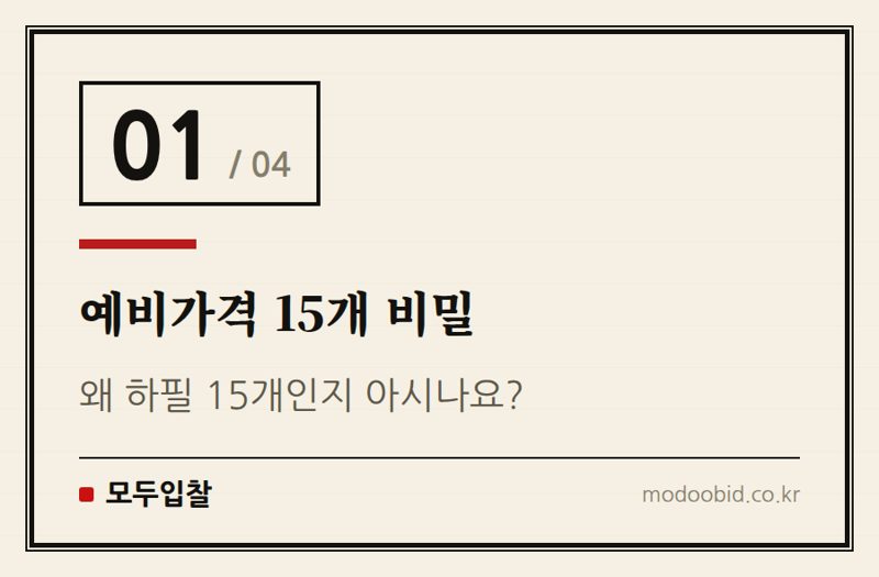 예비가격 15개 비밀 — 복수예비가격 15개, 예정가격 결정 순서 정리