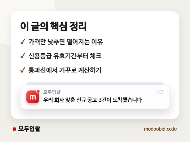 적격심사 통과선 역산, 투찰가 정하는 순서 핵심 정리