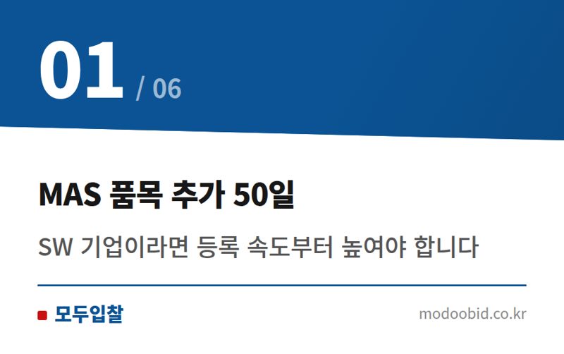 MAS 품목 추가 50일 — 공공조달 상용SW MAS 제도 변화와 최신 입찰 동향: 우리 회사의 생존 전략은?