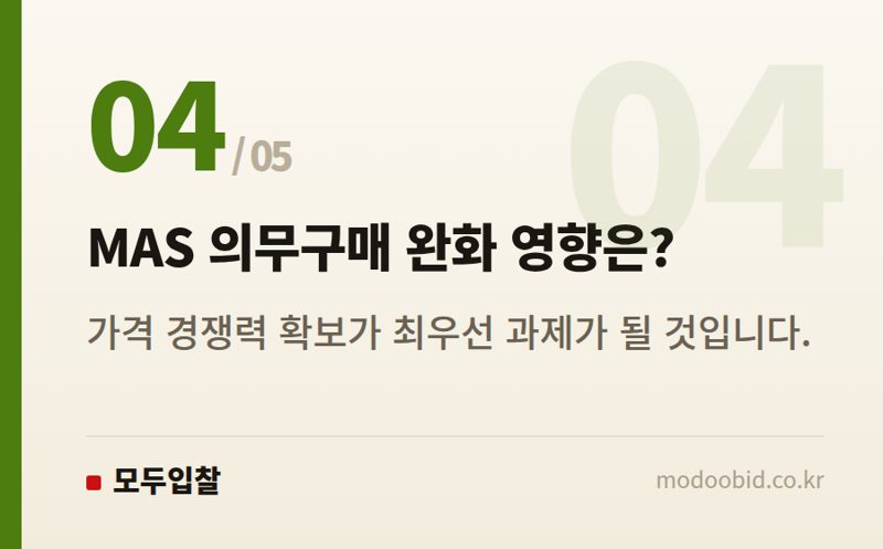 MAS 의무구매 완화 영향은? — 조달청 MAS 개혁 나라장터 가격 논란, 우리 기업엔 어떤 기회될까?